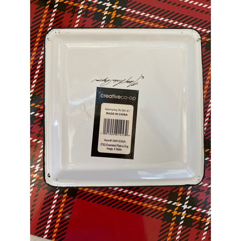 Creative Co-Op Mary Lake Thompson Christmas Retriever 5” Square Metal Plate CUTE - Picture 2 of 5